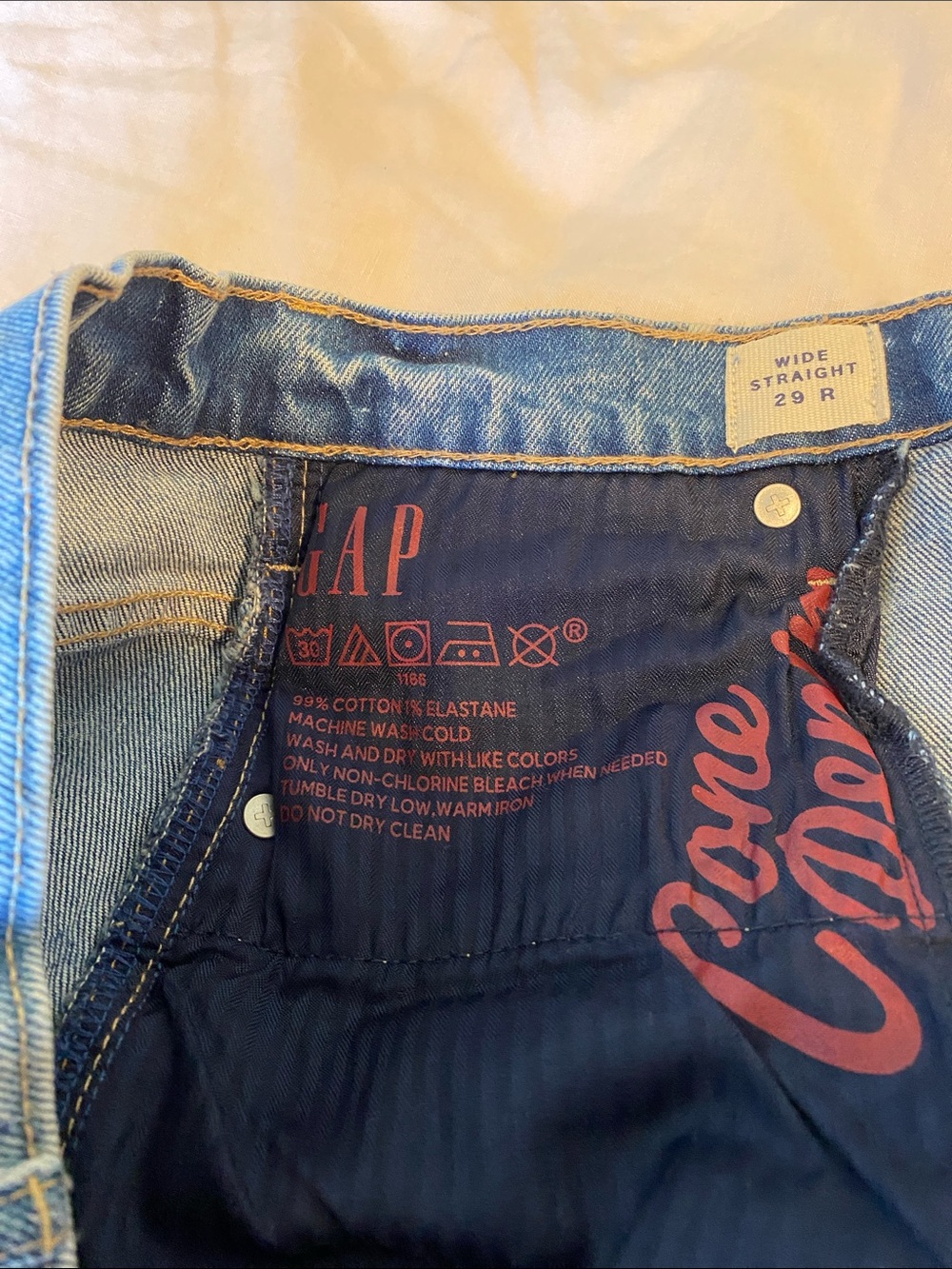 GAP Cone Denim, Light Blue, Distressed, High Waist, Straight Leg Jeans. Size 29 - Picture 8 of 9